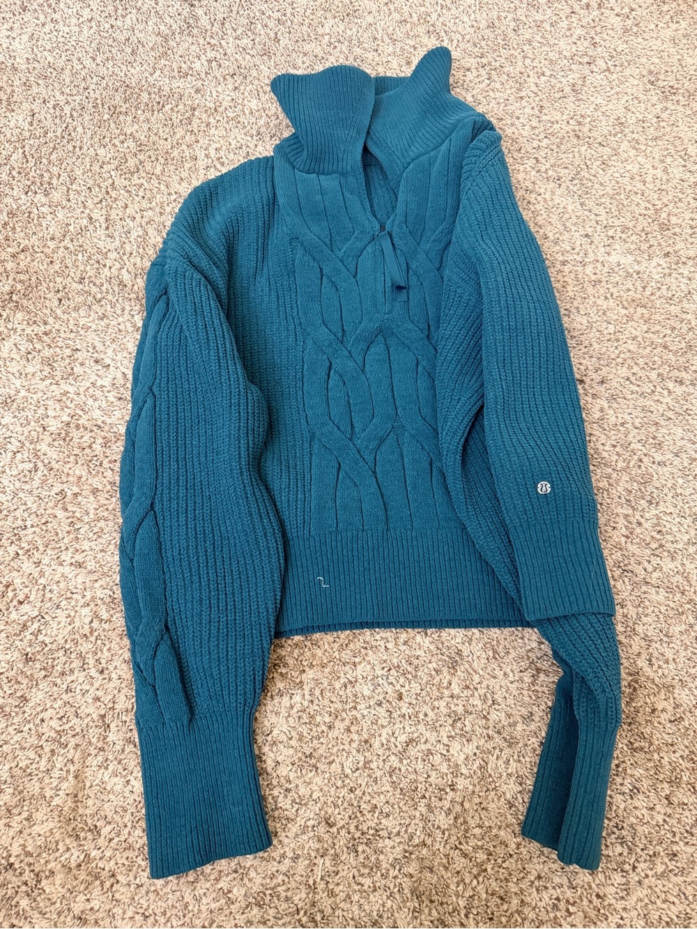 lululemon athletica Teal Cable Turtleneck Sweater
